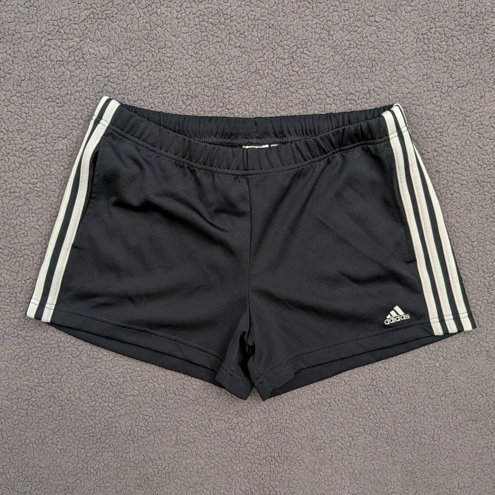 Adidas Black 3 Stripe Mesh Athletic Shorts Women Medium 375011 Vintage 2007